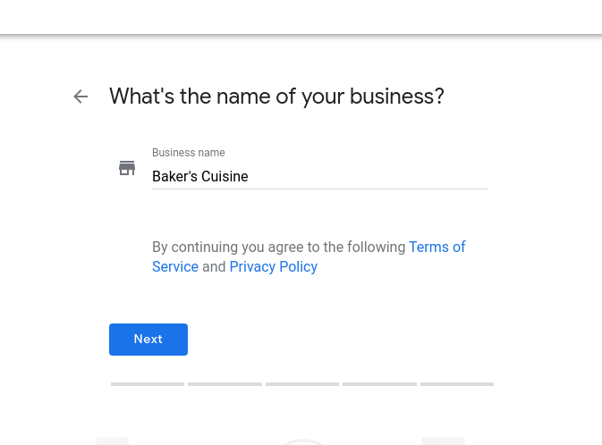 google my business setup name