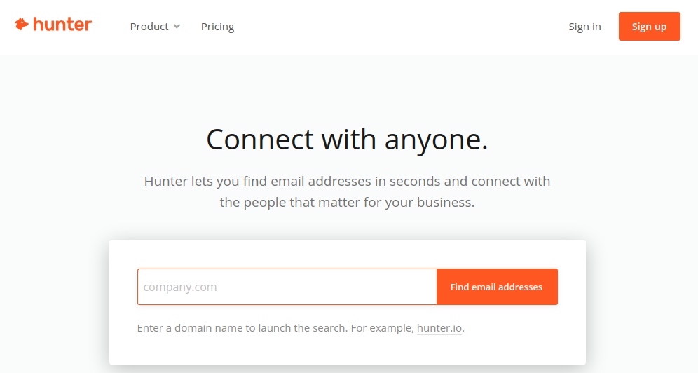 email address finder tool hunter