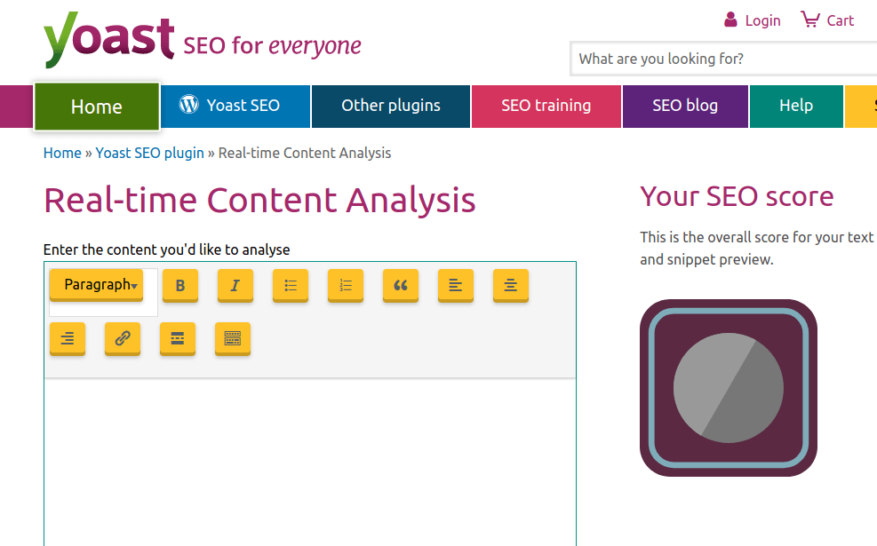 Yoast real time content writing tool

