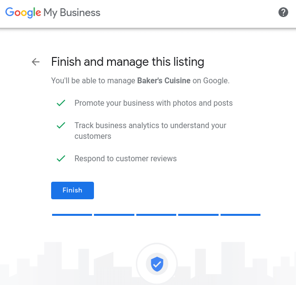 google my business setup finish