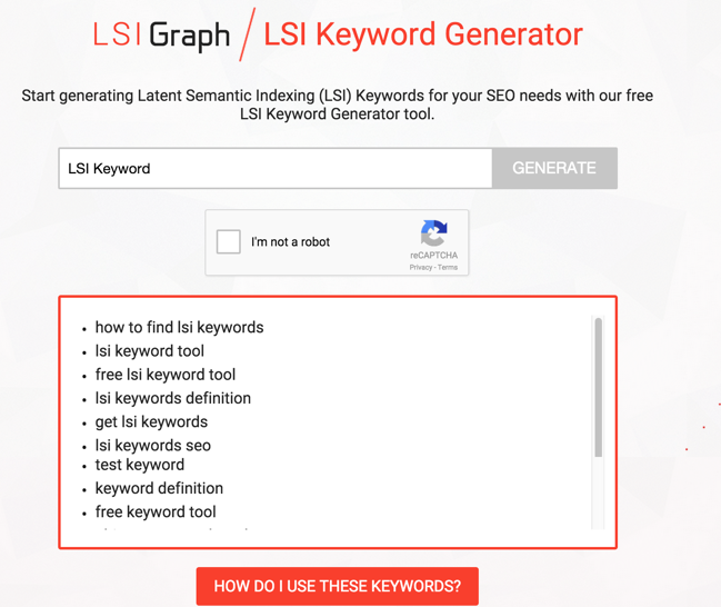 LSI Graph : Keyword Generator Tool