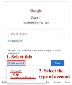 create account (how to create a google account)