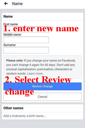 Enter and review name