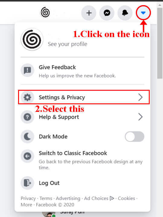 Click on icon (How to change Facebook name)