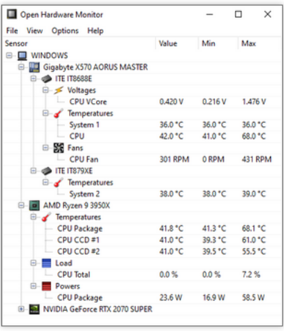 check CPU temp open hardware monitor