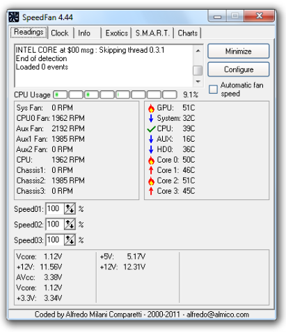 check CPU temp SpeedFan