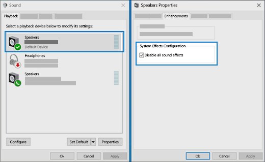 Fix audio issues in windows 10  Turn of audio enhancements