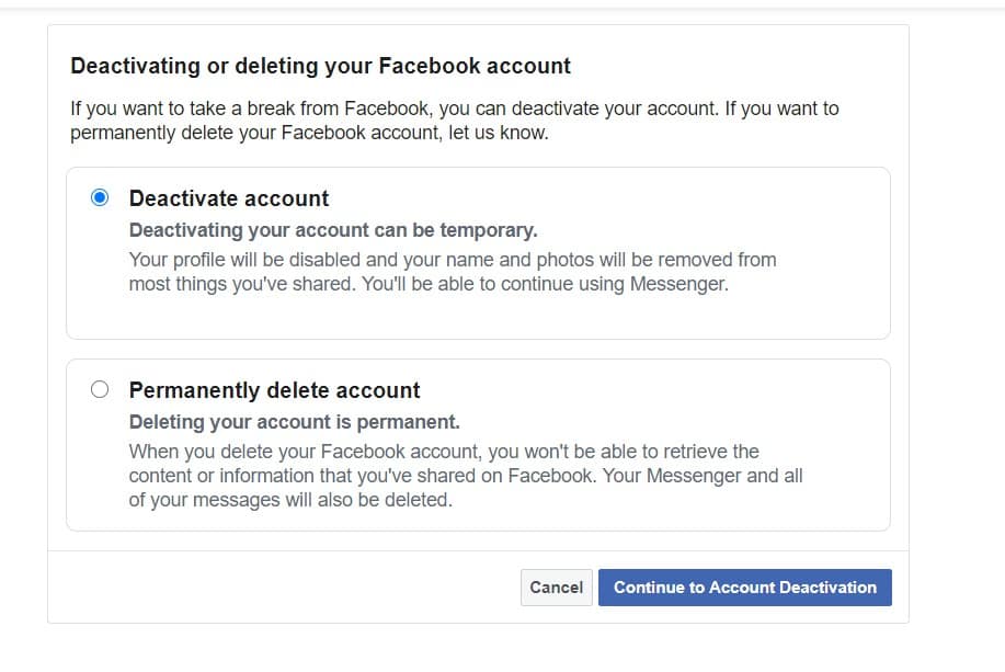 how to delete your Facebook account