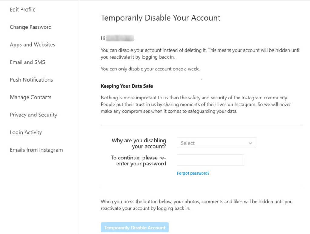 how to delete your Instagram account