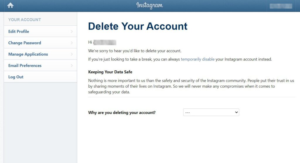 how to delete your Instagram account