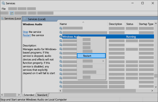 Fix audio issues Windows 10 restarting audio services