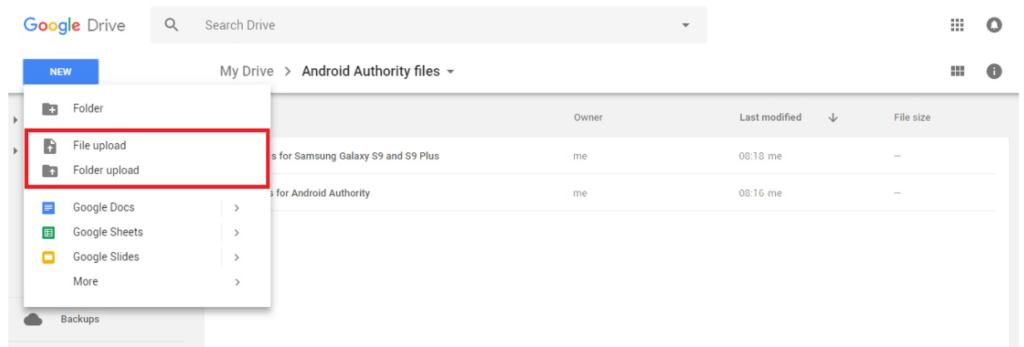 File or folder upload_How to use Google Drive